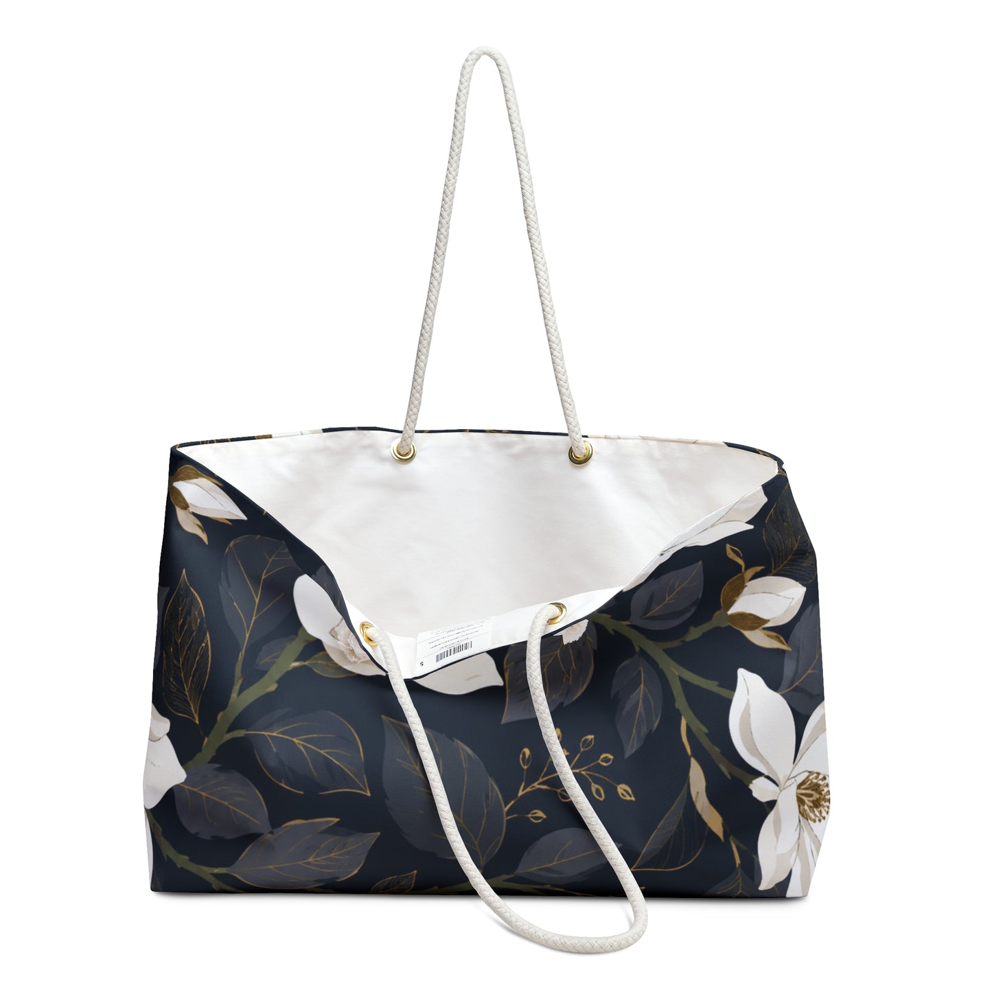 Dorado y Azul Marino Floreado - Bolsa de Viaje