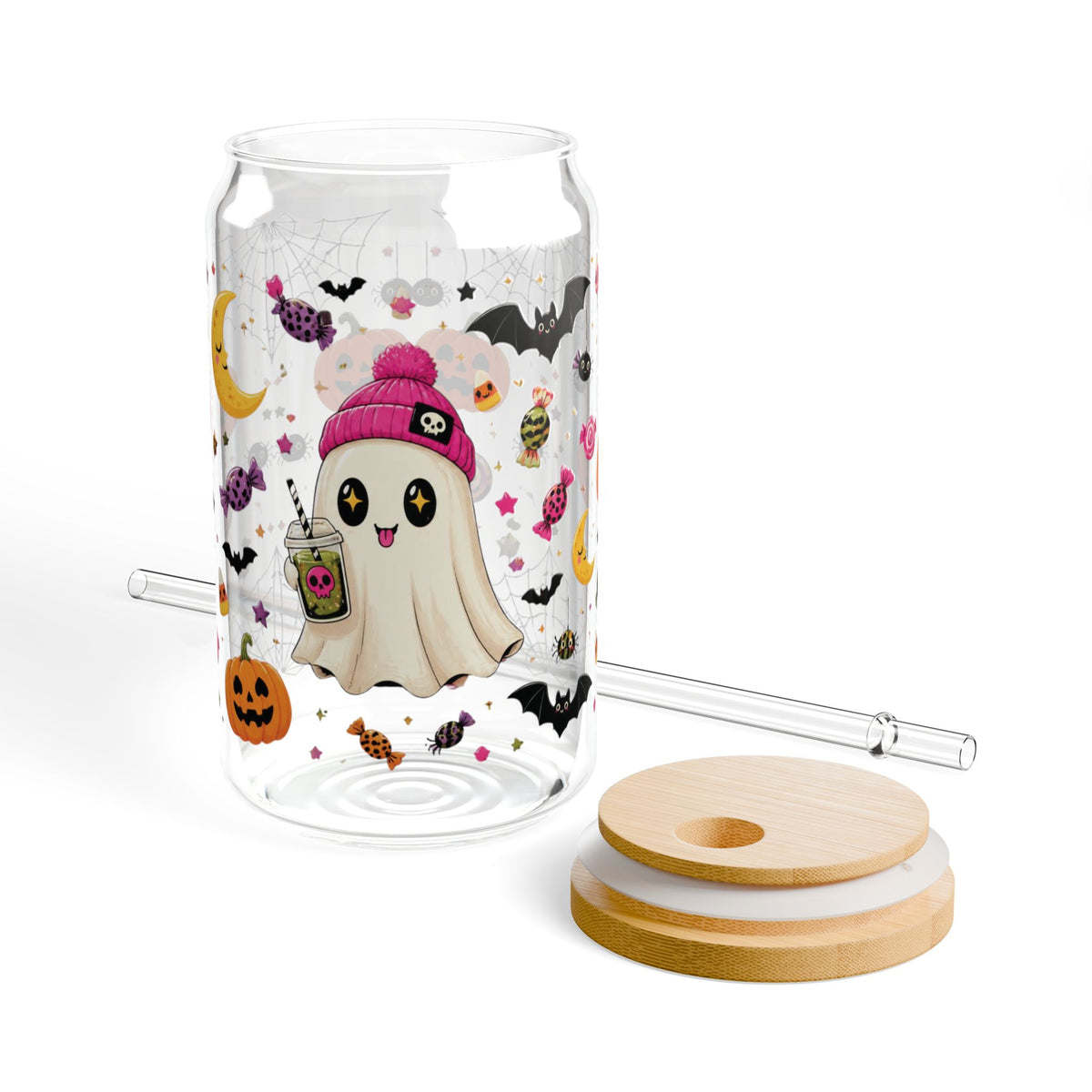 Calabaza Fantasma Halloween - Vaso de cristal