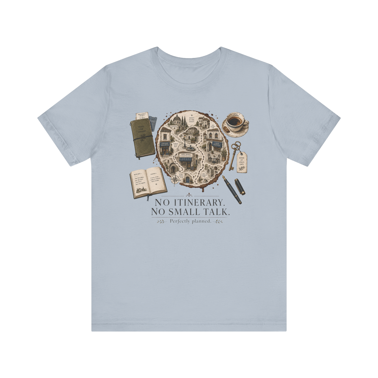 "No Itinerary, No Small Talk" Map T-Shirt