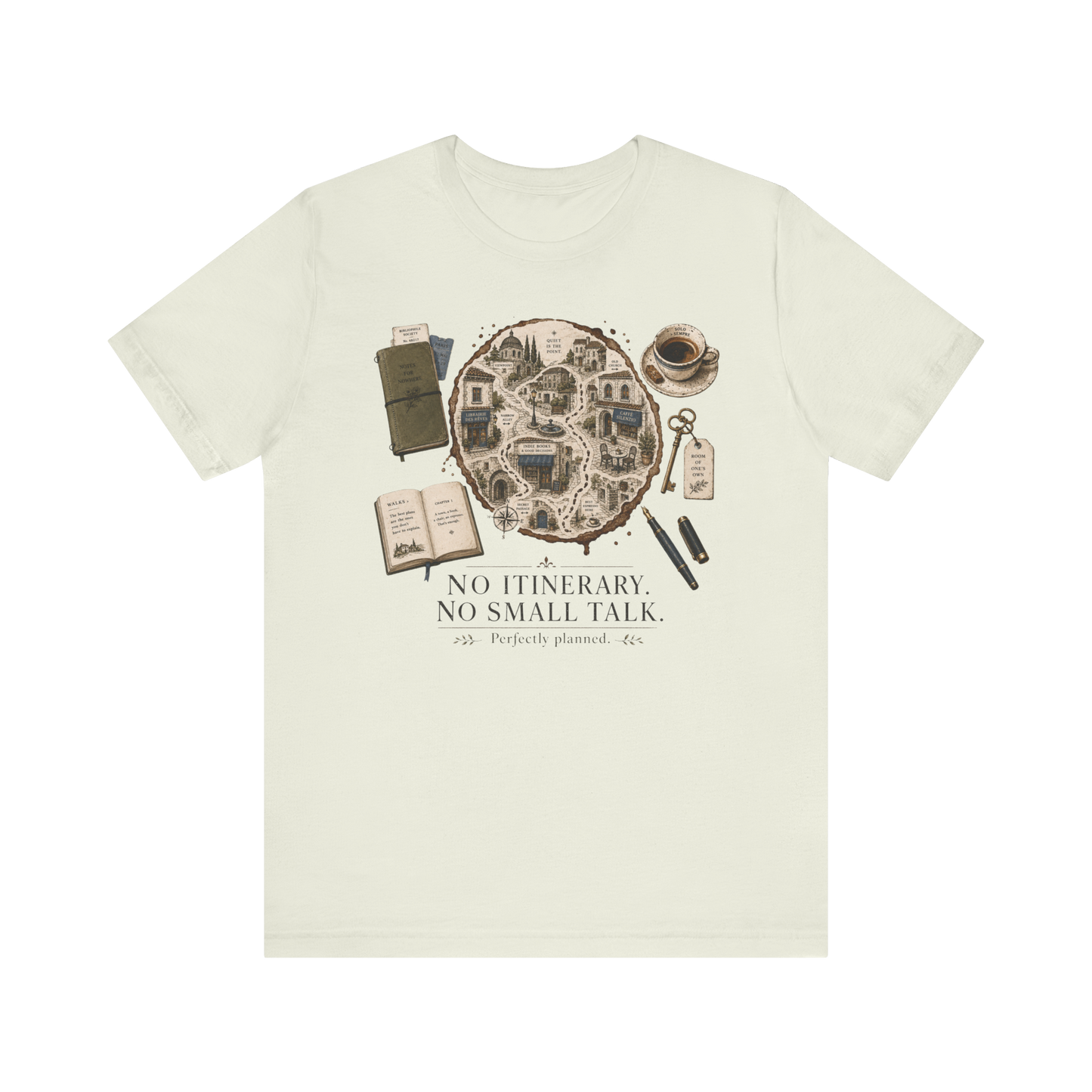 "No Itinerary, No Small Talk" Map T-Shirt