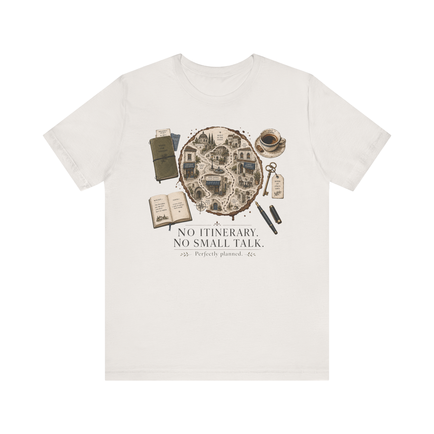 "No Itinerary, No Small Talk" Map T-Shirt