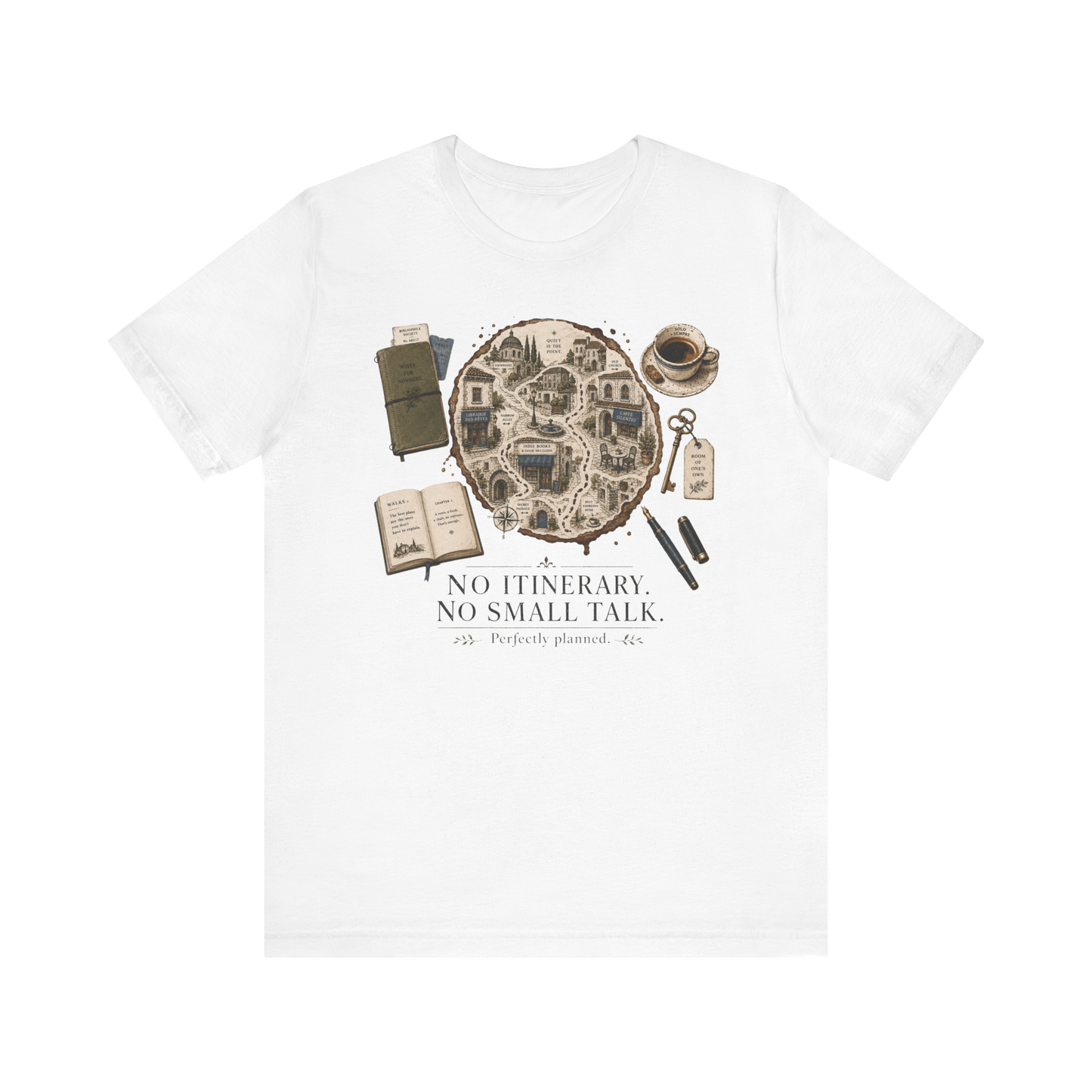 "No Itinerary, No Small Talk" Map T-Shirt