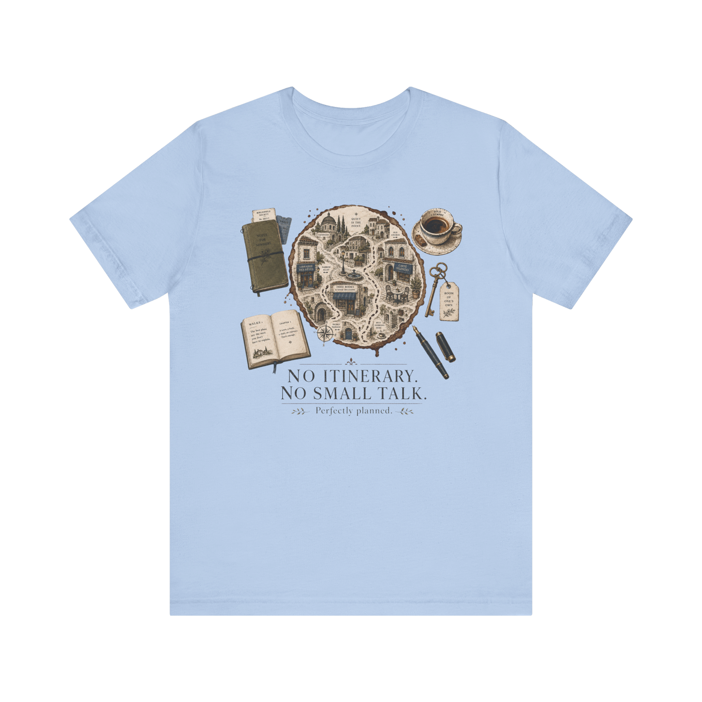 "No Itinerary, No Small Talk" Map T-Shirt