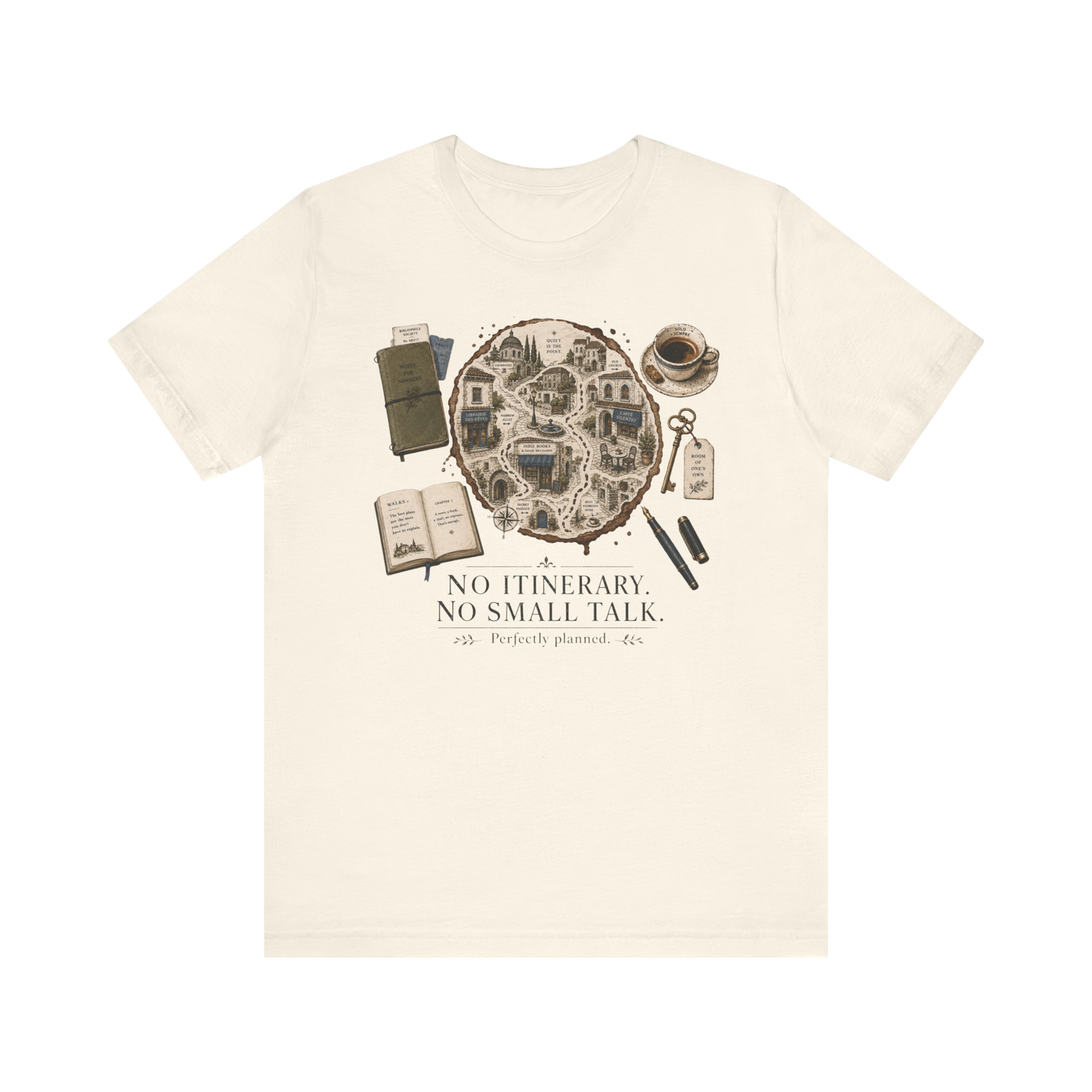 "No Itinerary, No Small Talk" Map T-Shirt